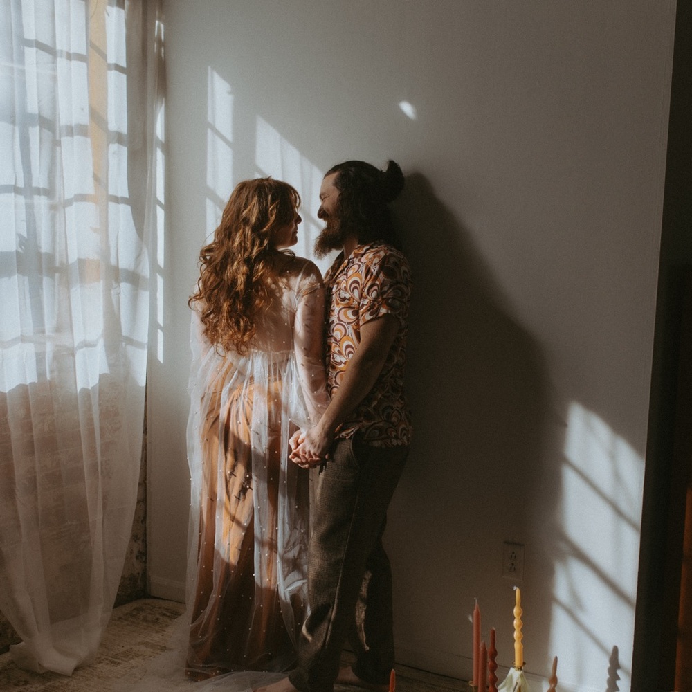 Sheer Pearl-Embellished Maternity Cover-Up